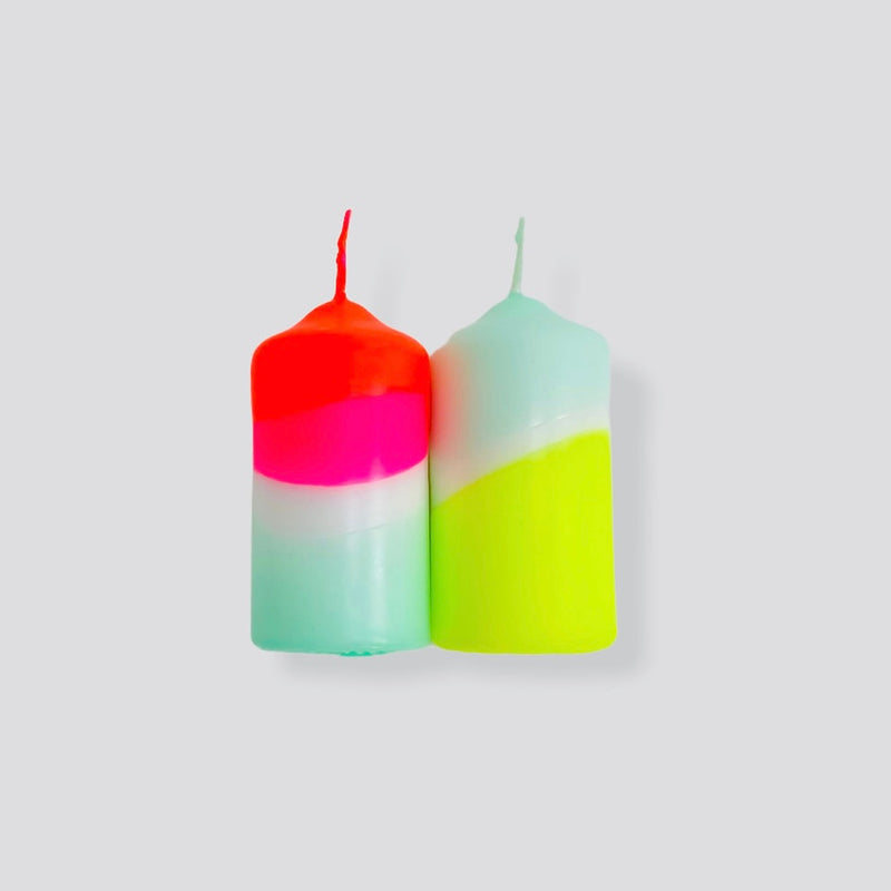 Pink Stories - Dip Dye Neon Candles - Set of Two - Rainbow Wings