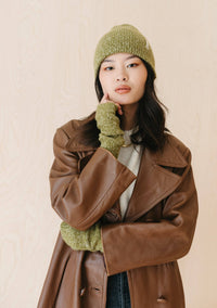 Cashmere & Merino Wrist Warmers in Olive Fleck