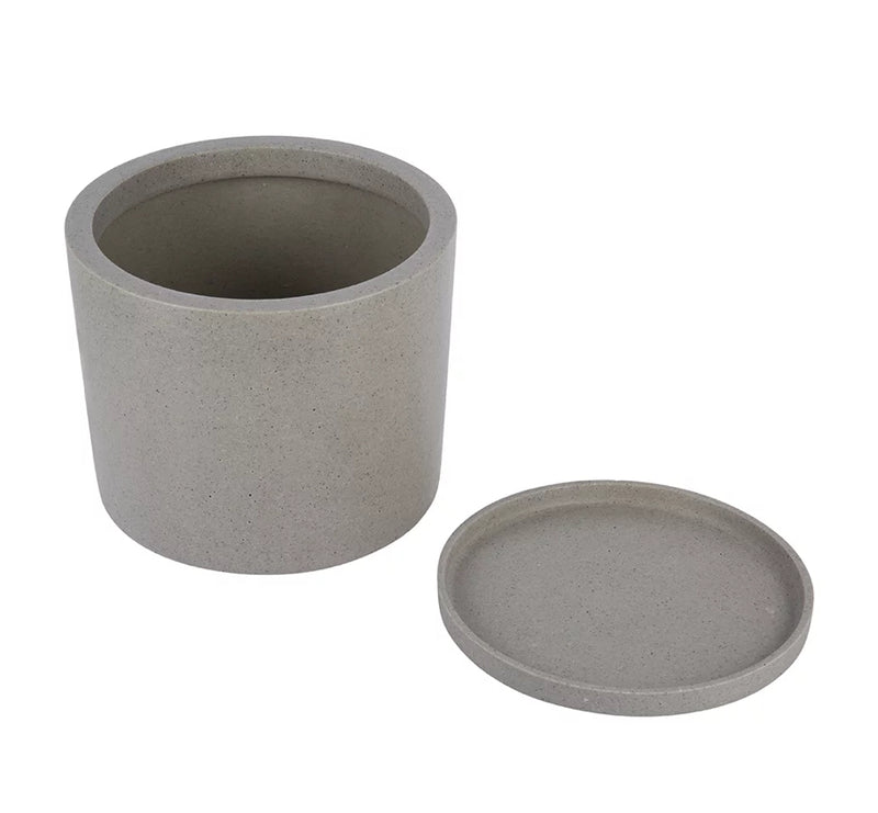 Plant Pot With Saucer - Grey - M