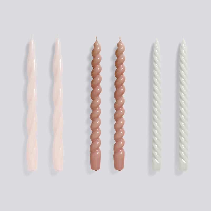 Long Mix Candle - 6 pack - Light Rose/Mauve/Light Grey