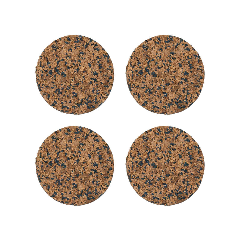 Speckled Round Cork Coasters Set of 4 - Navy