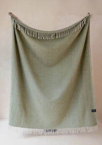 TBCo - Recycled Wool Blanket in Olive Herringbone
