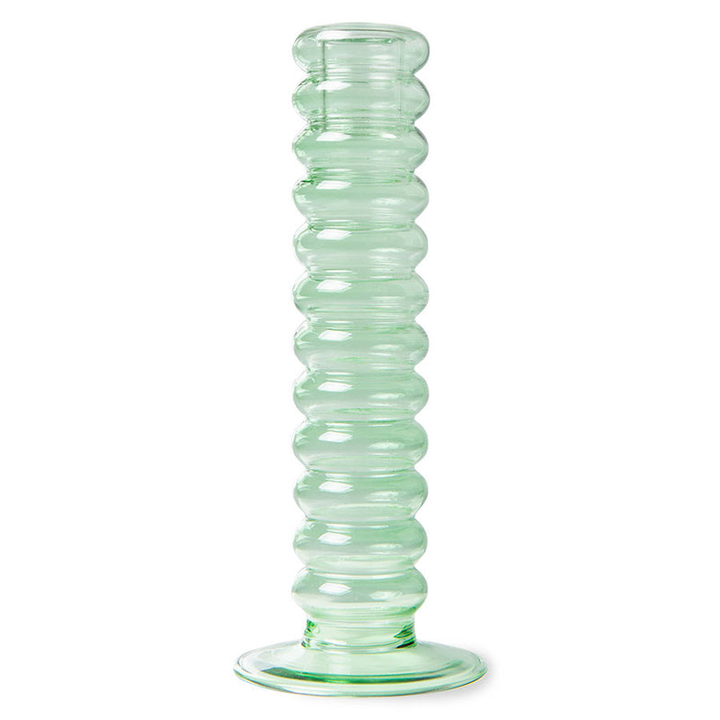 The Emeralds: glass candle holder L mint green
