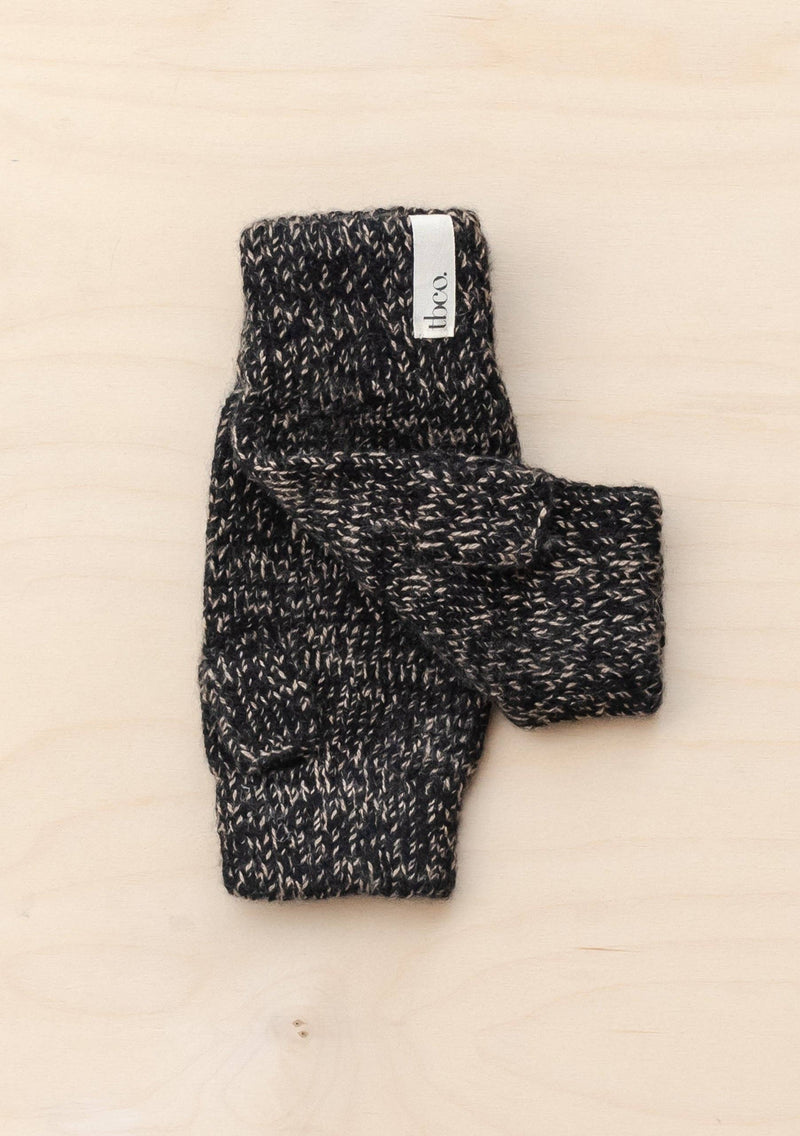 Cashmere & Merino Wrist Warmers in Black Fleck