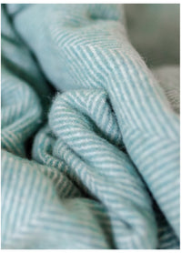 Recycled Wool Blanket in Pistachio Green Herringbone