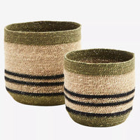 Madam Stoltz - Striped Seagrass Basket - Small