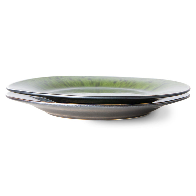 The Emeralds: Ceramic dinner Plate spotted green