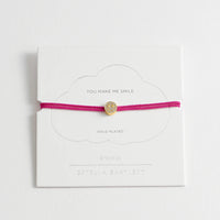 Pave Smiley Cord Bracelet Fuchsia
