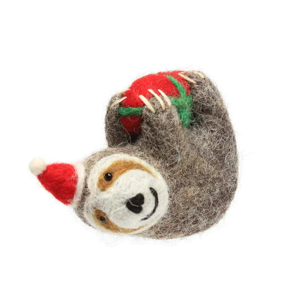 Mini Sloth with Present Christmas Decoration