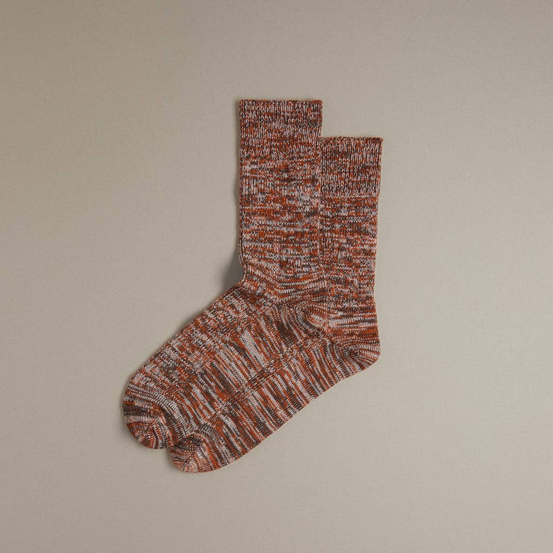 Faltering Stripe Socks - Rust & Brown: UK 8-11