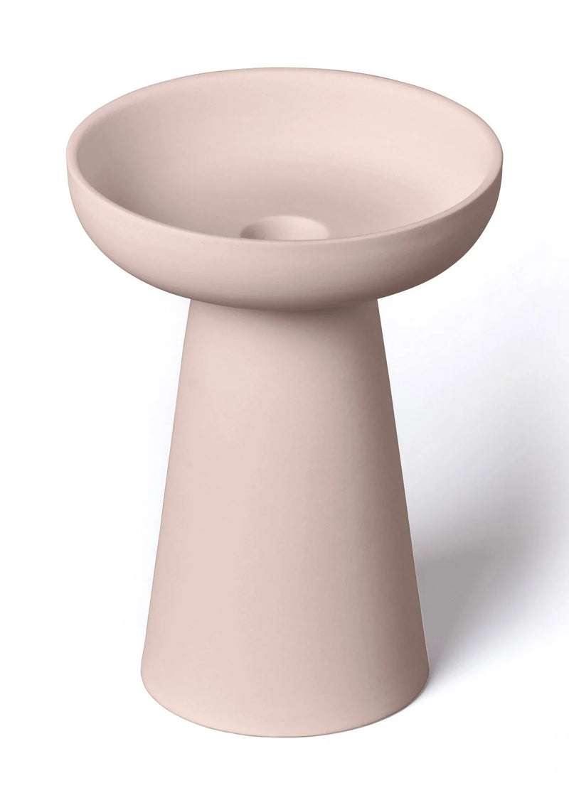 Porcini Soft Pink Candle Holder in Matte Clay - Large