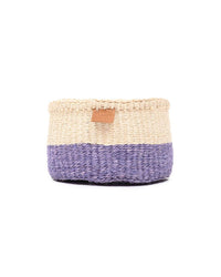 The Basket Room - JADALA: Lavender Colour Block Woven Basket: XS / Purple / Colour Block