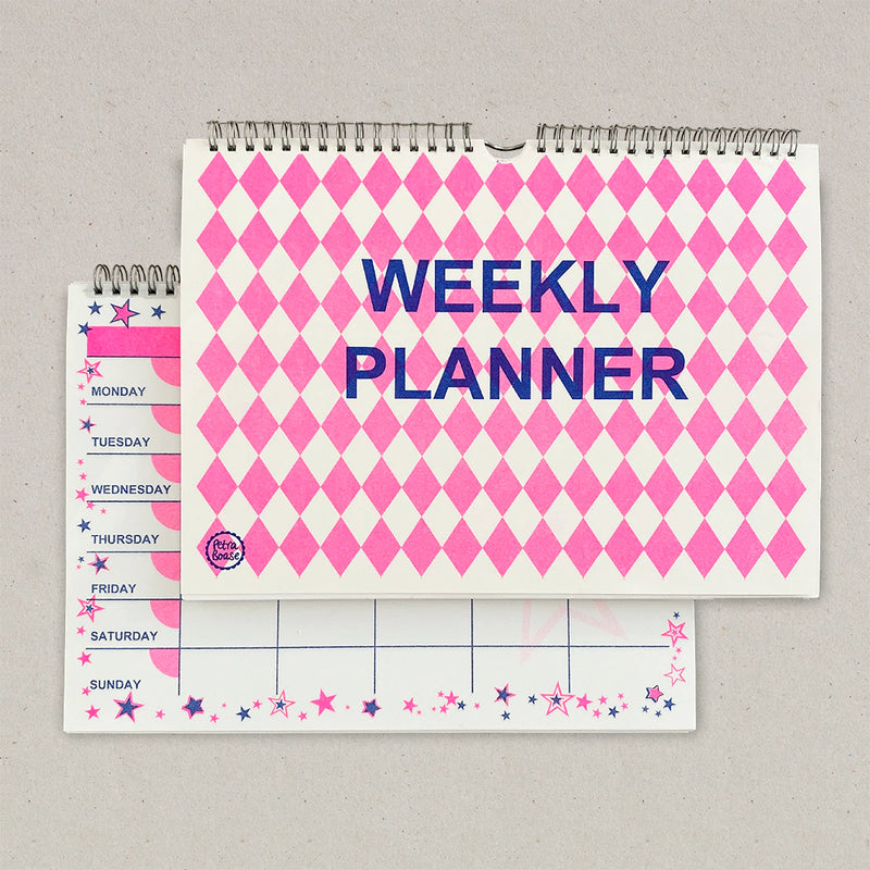 Weekly Planner - Blue & Pink Diamond