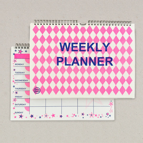 Weekly Planner - Blue & Pink Diamond