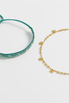 Gold Woven Beaded Duo - Gold Plated