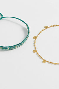 Gold Woven Beaded Duo - Gold Plated
