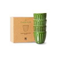 The Emeralds Ceramic Mugs ribbed green set of 4 pieces