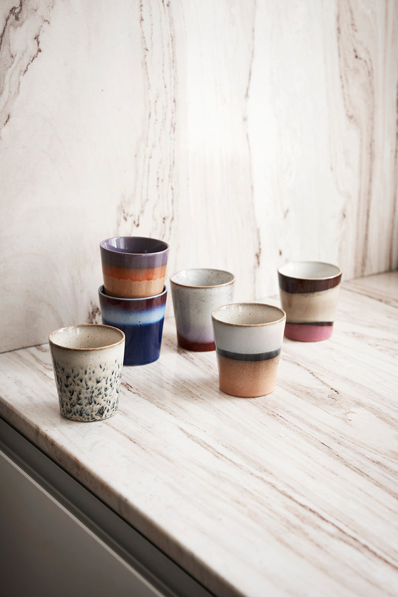 Ceramic 70s Mugs Set of 6