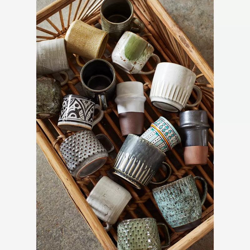 Stoneware Mug - Green/White