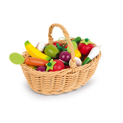 Janod - 24 PCS FRUITS AND VEGETABLES BASKET