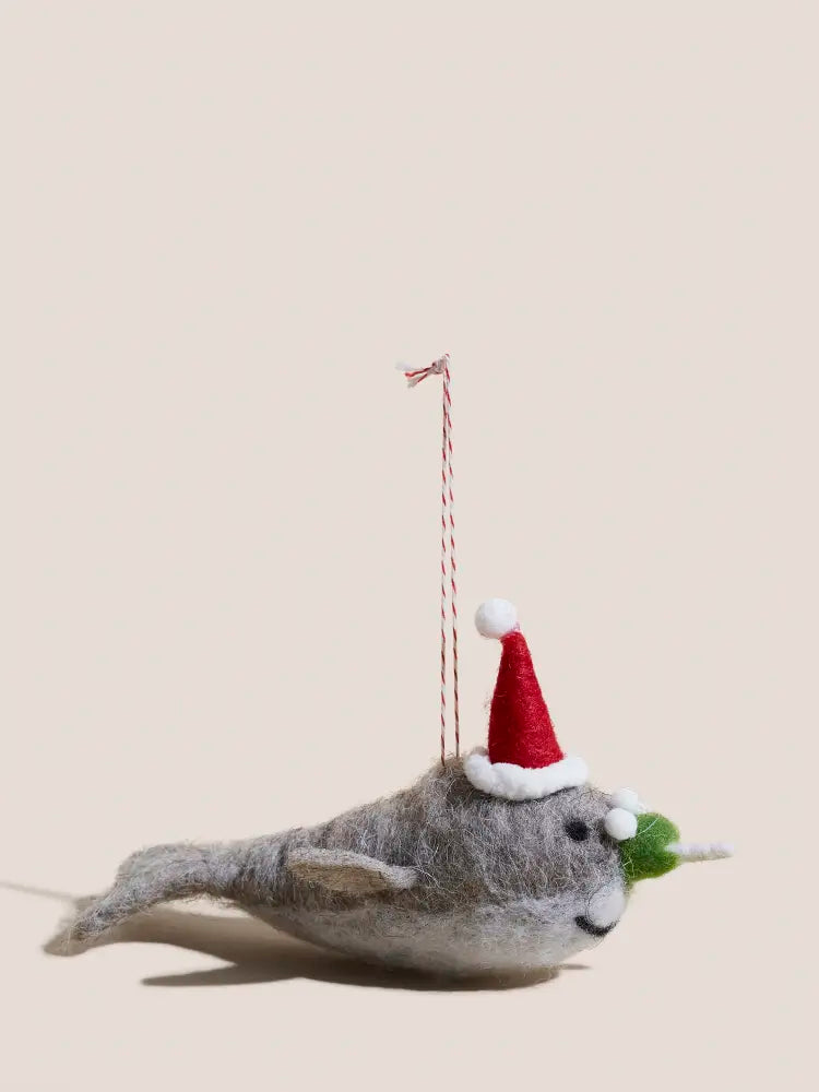 Narwhal with Mistletoe Decoration