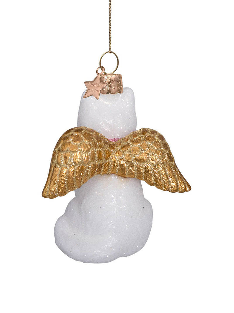 Christmas Ornament Glass White cat with gold wings