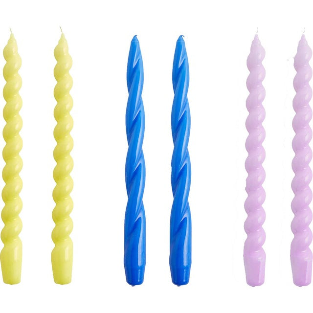 Long Mix Candles - Lemonade, Sky Blue, Lilac - set of 6