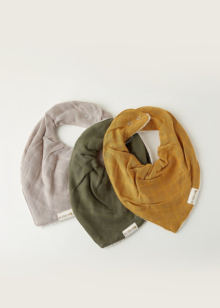 Fabelab - Bandana Bib - Olive Garden - 3 pack