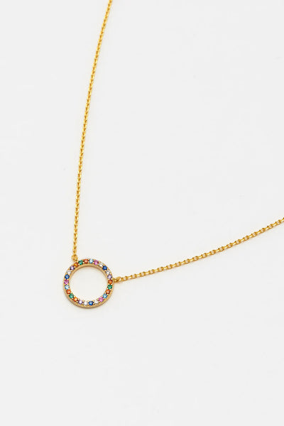 Rainbow Circle Necklace - Gold Plated