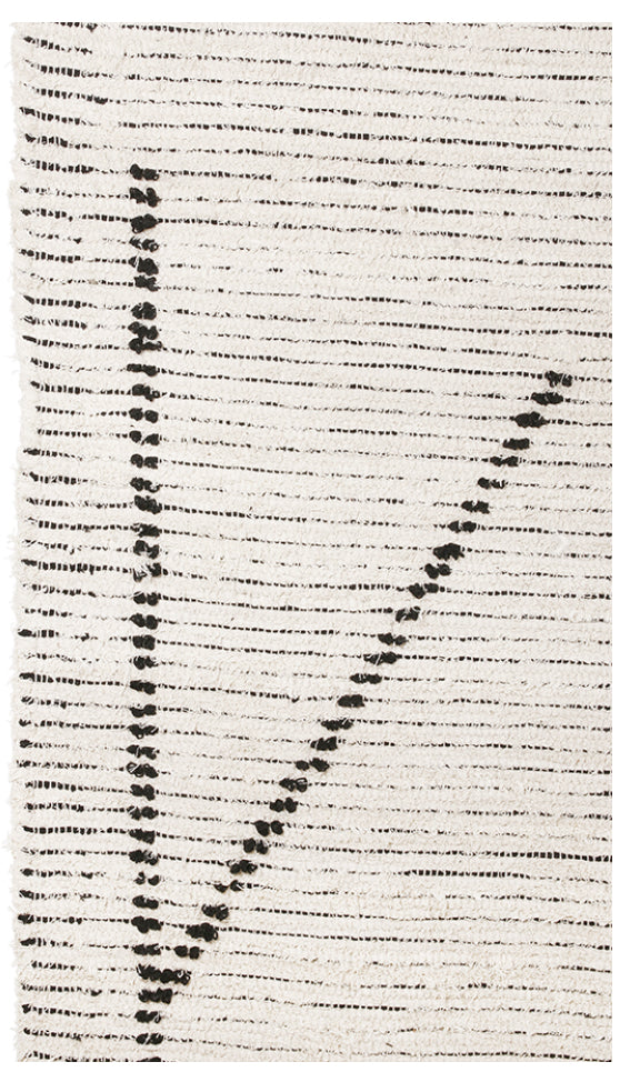 Hand Woven Cotton Rug - Cream/Charcoal