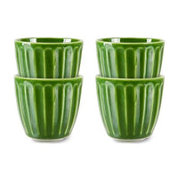 The Emeralds Ceramic Mugs ribbed green set of 4 pieces