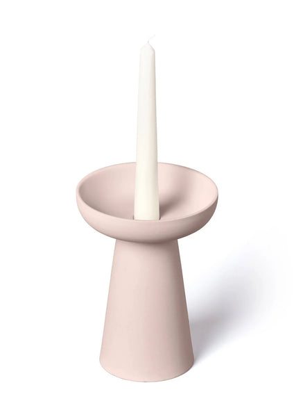 Porcini Soft Pink Candle Holder in Matte Clay - Large