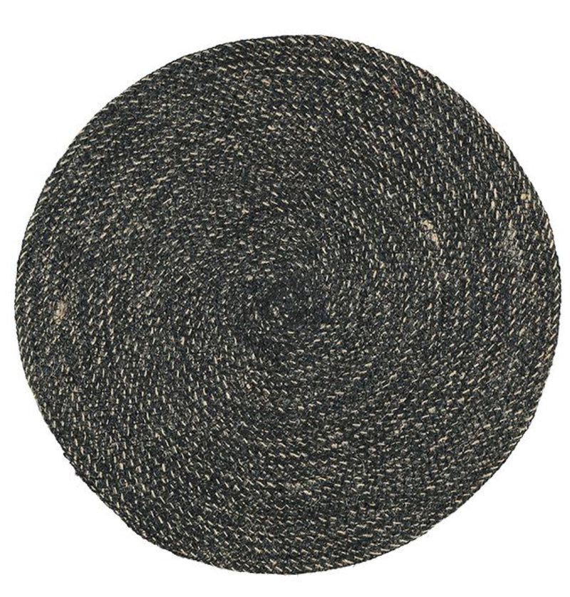 38cm Jute Placemat In Jet Black/Natural, 1 Mat