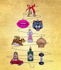 Christmas Ornament Glass Green Glitter Gin Bottle H10cm