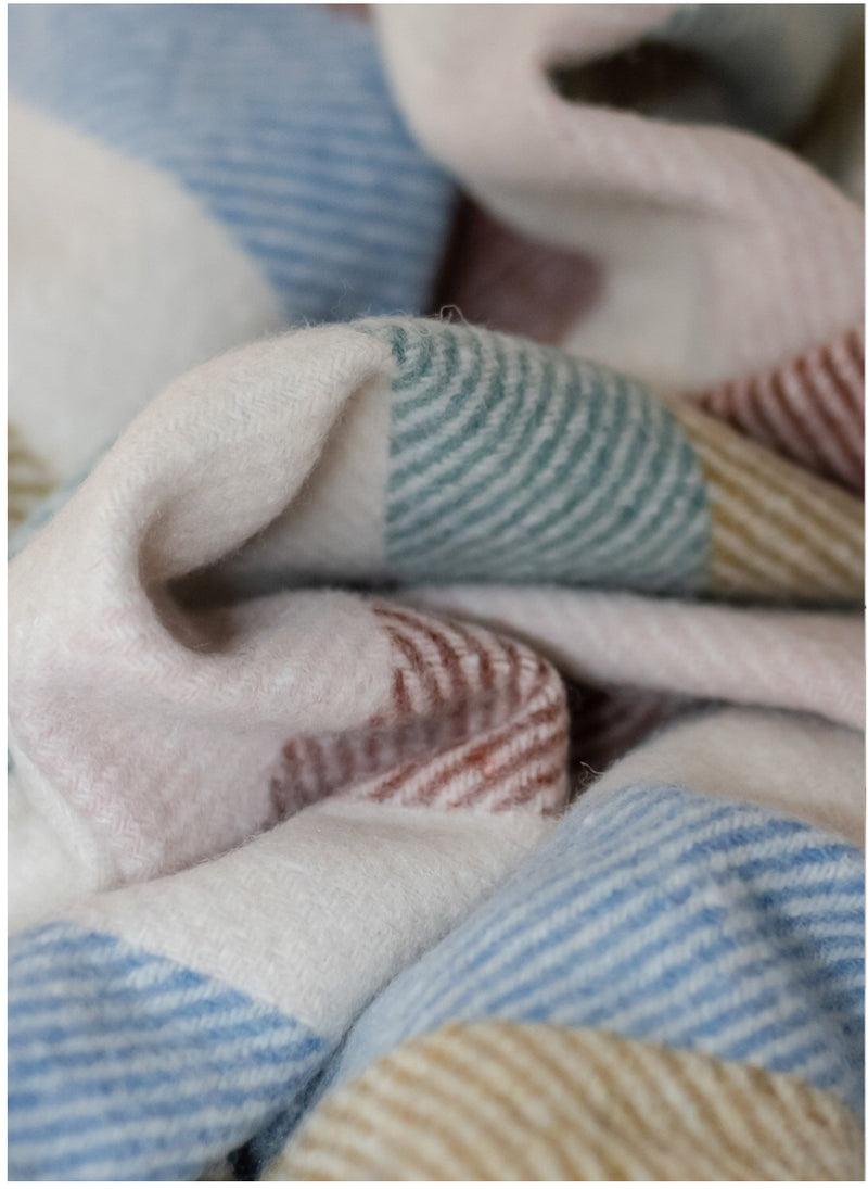 Recycled Wool Blanket in Rainbow Stripe