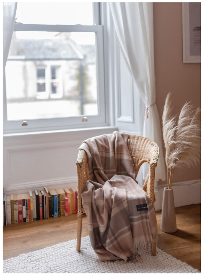 Lambswool Blanket in Neutral Multi Check