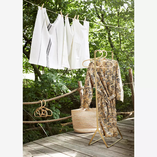 Madam Stoltz - Striped Kitchen Towel W/Fringes - Off White