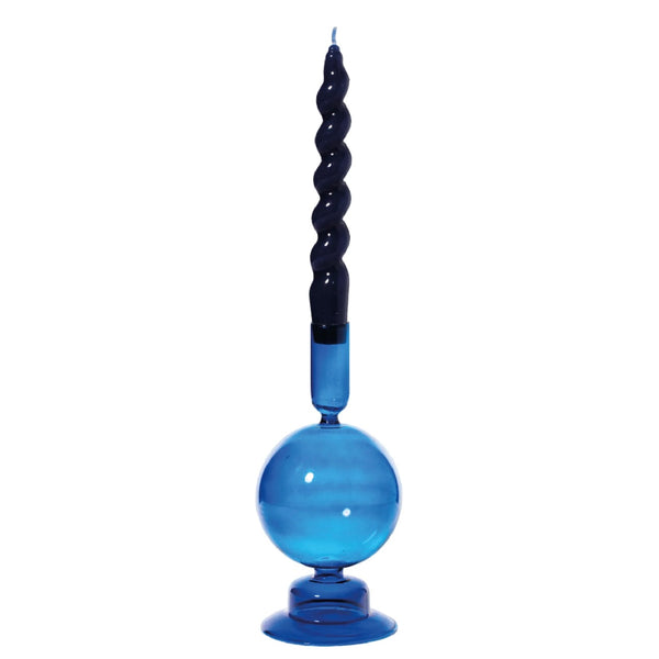 Glass Taper Candle Holder - Egyptian Blue
