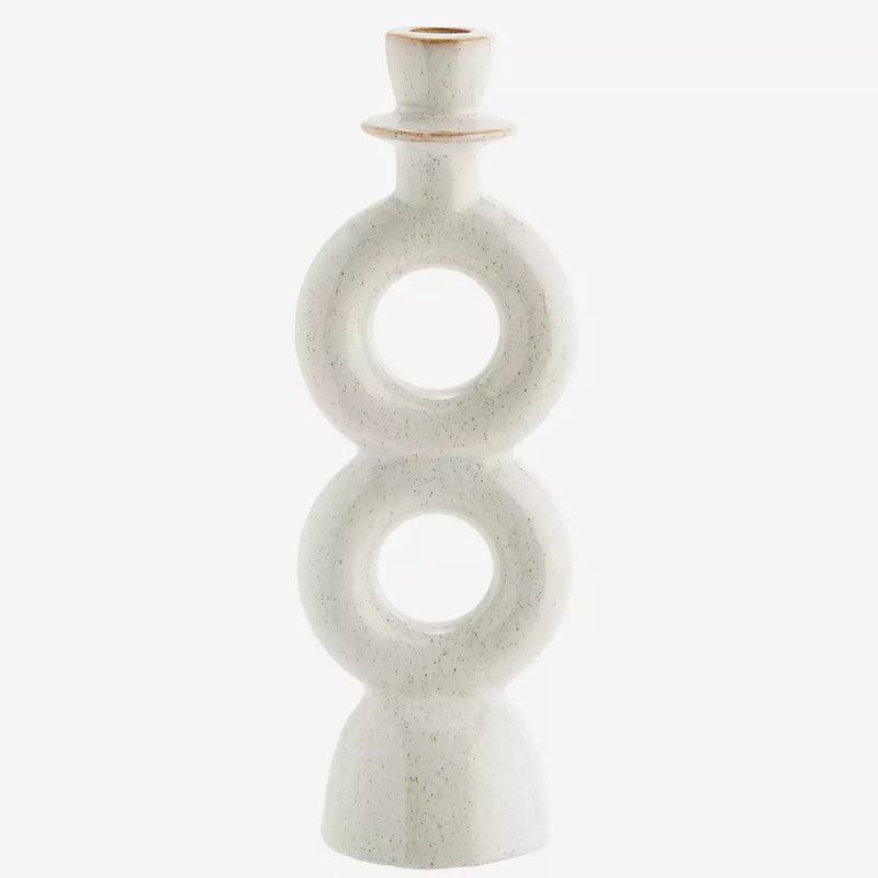 Madam Stoltz - Stoneware Candle Holder - Off White