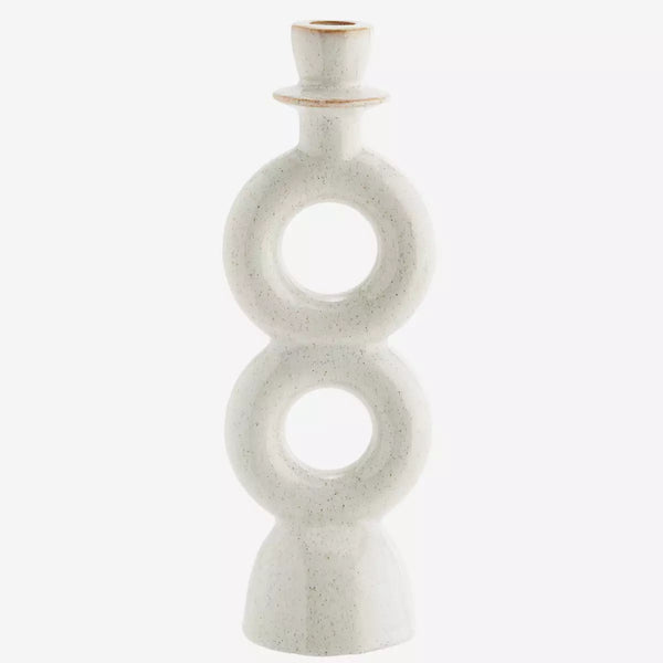 Madam Stoltz - Stoneware Candle Holder - Off White