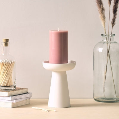Porcini White Candle Holder in Matte Clay - Large