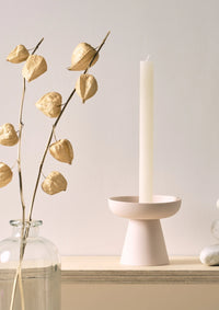 Porcini Soft Pink Candle Holder in Matte Clay - Medium