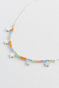 Ditsy Flower Miyuki Necklace - Silver Plated