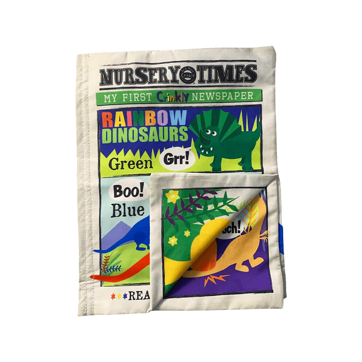 Crinkly Cloth Newspaper - Rainbow Dinosaurs