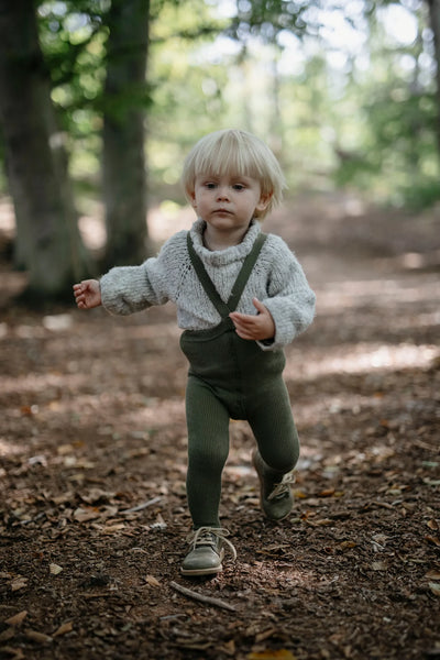 Silly Silas - Footed Cotton Tights - Olive
