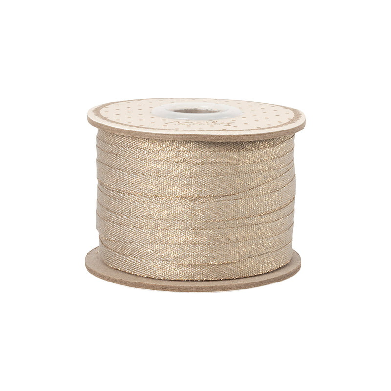 Ribbon, 25m - Stone/Gold