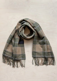 Lambswool Blanket Scarf in Moss Glen Check