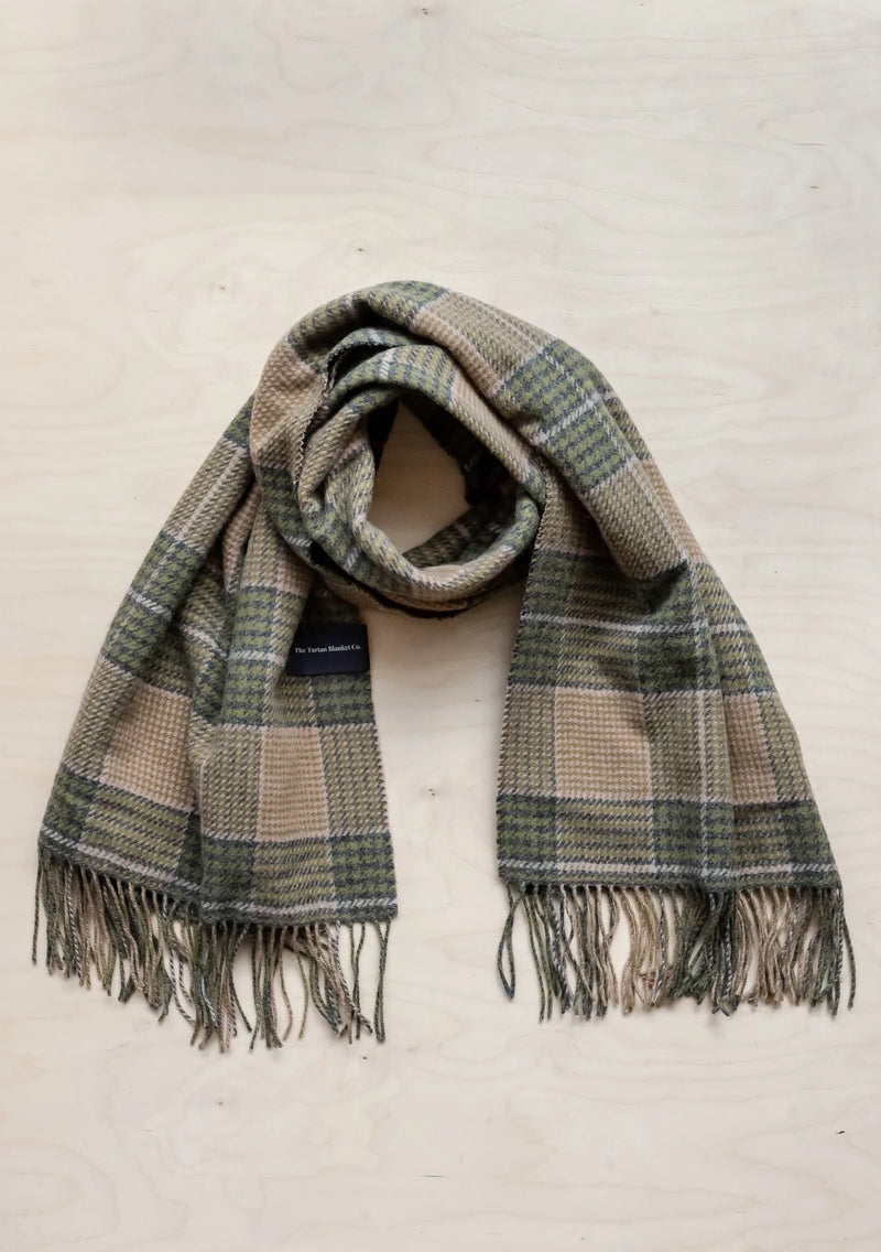 Lambswool Blanket Scarf in Moss Glen Check