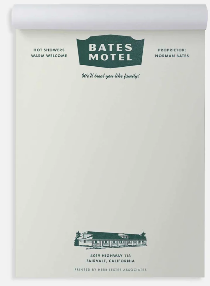 Fictional Hotel Notepads: Bates Motel