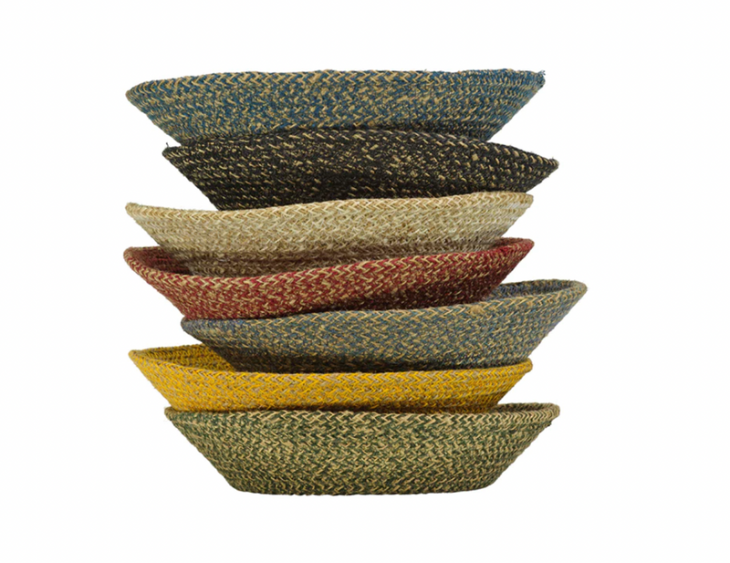 Jute Large Serving Basket in Red/Natural, 28 cm